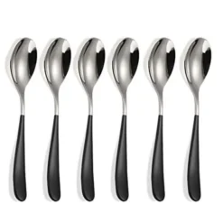 Buy Glossy Silver Finish Spoon/ Forks/ Knives Black Online India