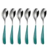 Buy Glossy Silver Finish Spoon/ Forks/ Knives (Set of 6 Green) Online