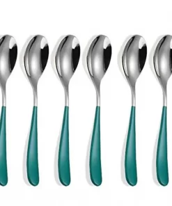 Buy Glossy Silver Finish Spoon/ Forks/ Knives (Set of 6 Green) Online