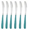 Buy Cutlery ,Spoon/ Forks/ Knives (Set of 6 Silver Green Knives) Online