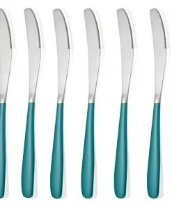 Buy Cutlery ,Spoon/ Forks/ Knives (Set of 6 Silver Green Knives) Online