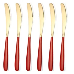 Buy UPC Efficacy Fine Dining Cutlery, Red Gold Knives Online India