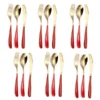 Buy Fine Dining Cutlery, Red Gold Knives, Spoons, Forks (Total 18 Pcs)