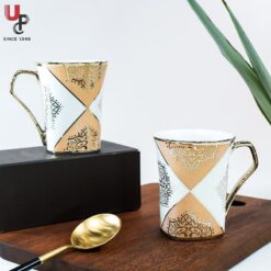 U.P.C. Flower Series Fine Bone China Ceramics 300ml (Pack of 2) Bone China Coffee Mug  (330 ml, Pack of 2)