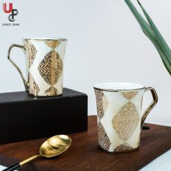 U.P.C. Flower Series Fine Bone China Ceramics 300ml (Pack of 2) Bone China Coffee Mug  (330 ml, Pack of 2)