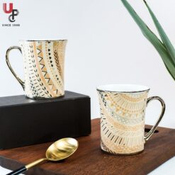 U.P.C. Flower Series Fine Bone China Ceramics 300ml (Pack of 2) Bone China Coffee Mug  (330 ml, Pack of 2)