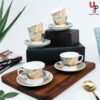 UPC Pack of 6 Bone China Cup & Saucer Set of 6 - Carpet Series (White)