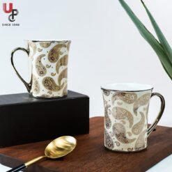 U.P.C. Flower Series Fine Bone China Ceramics 300ml (Pack of 2) Bone China Coffee Mug  (330 ml, Pack of 2)