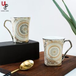 U.P.C. Flower Series Fine Bone China Ceramics 300ml (Pack of 2) Bone China Coffee Mug  (330 ml, Pack of 2)