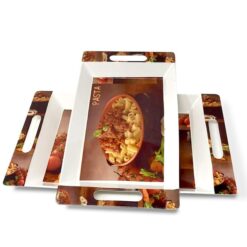 Crystal by UPC Melamine Serving Tray, Set of 2 (Medium and Large Size) Rosseate Series Tray