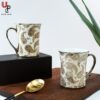 SND Homes Flower Series Fine Bone China Ceramics 300ml (Pack of 2) Bone China Coffee Mug  (330 ml, Pack of 2)