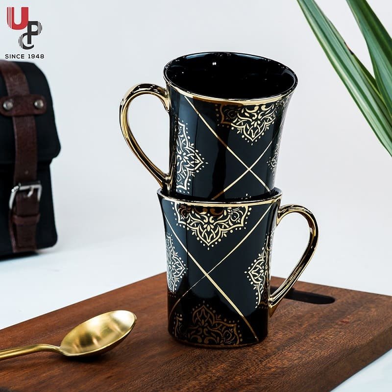 SND Homes Flower Series Fine Bone China Ceramics 300ml (Pack of 2) Bone China Coffee Mug (330 ml, Pack of 2)