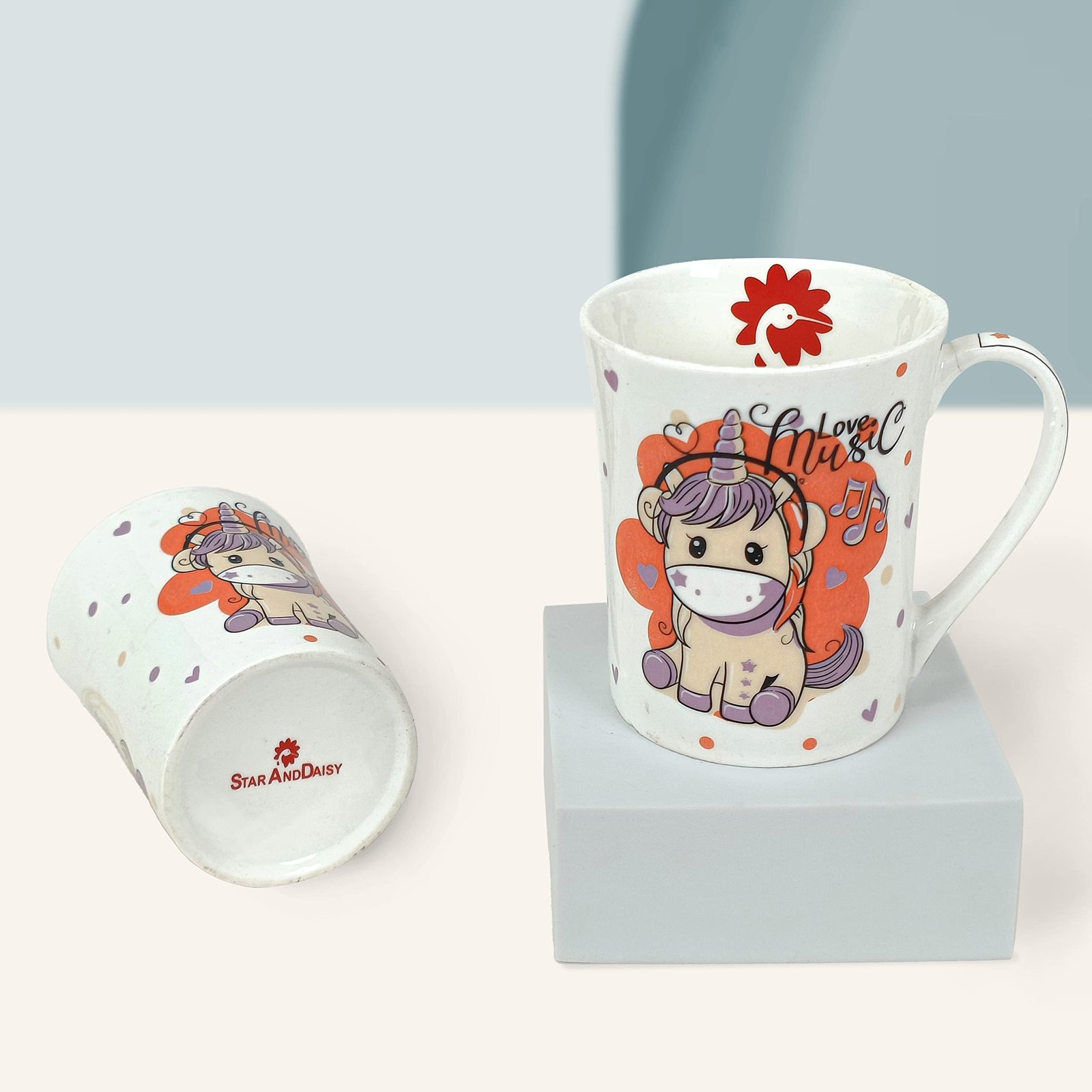 StarAndDaisy Unicorn Coffee Mugs - Ceramic Bone China Tea Coffee Milk Cups Microwave and Dishwasher Safe Set of 2, SND-MM-24 - Image 3