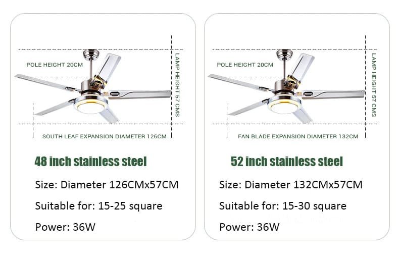 SND Home Decor Stainless Steel Ceiling Fan Light Modern Electric Fan Ceiling LightLED Remote Control Ceiling Fan Light (42 Inch) - Image 9