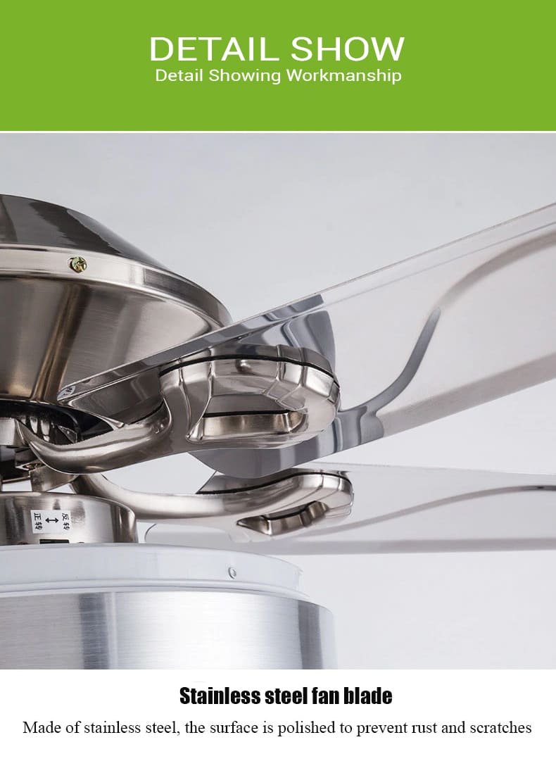 SND Home Decor Stainless Steel Ceiling Fan Light Modern Electric Fan Ceiling LightLED Remote Control Ceiling Fan Light (42 Inch) - Image 10