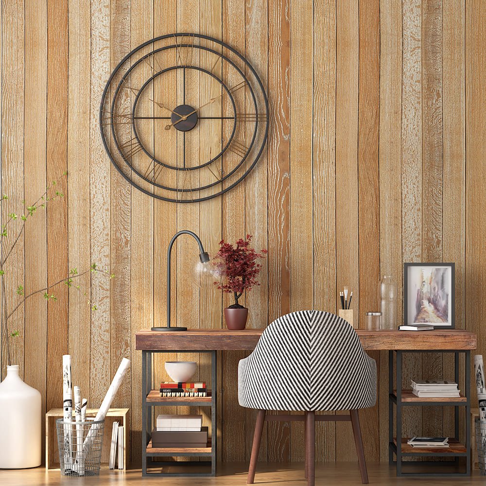 SND Designer Metal Triple Ring Retro Wall Clock for Living Room Bedroom Office Bar Decor - Black - Gold, 50cm - Image 2