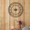 SND Designer Metal Triple Ring Retro Wall Clock for Living Room Bedroom Office Bar Decor - Black - Gold, 50cm