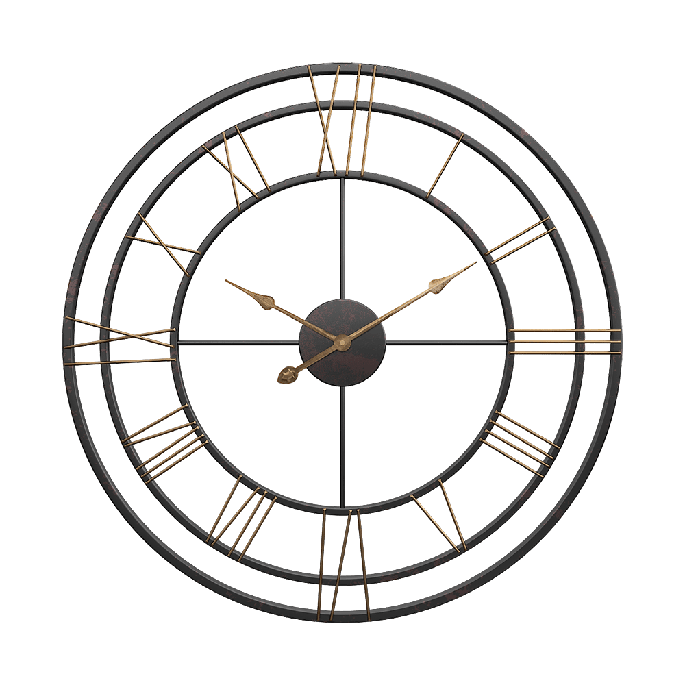 SND Designer Metal Triple Ring Retro Wall Clock for Living Room Bedroom Office Bar Decor - Black - Gold, 50cm - Image 8