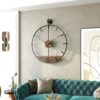 SND Home Décor Modern Wood Walnut Dial Wall Clock, Large Simple Wall Decor Metal Frame Silent Non Ticking Clock for Living Room Decor, Kitchen, Bedroom, Study Decoration, Home Gift Idea, 22.5in