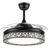 SND Home Decor Black Beast Ceiling Fan with Light, Modern Invisible Ceiling Fan Chandelier with Retractable Blade, Dimmable LED 3 Lighting 3 Speeds Change Ceiling Fans lights with Remote Control (Size - 36inch)