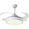 SND Home Decor Elegant White Ceiling Fan with Light, Modern Invisible Ceiling Fan Chandelier with Retractable Blade, Dimmable LED 3 Lighting 3 Speeds Change Ceiling Fans lights with Remote Control (Available Size - 36in)
