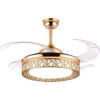 SND Home Decor Golden Angel Ceiling Fans 4 Retractable Blades LED Ceiling Fan Three Color Change Crystal Chandelier with Remote Control (Gold | Size - 48inch)