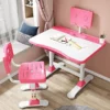 Adjustable Height, Multi-Functional Kids Study Table with Book Holder, Drawer, Extra Large tiltable Desktop with an Option of LED Light (AU80 Pink Without LED Lamp)