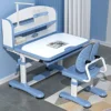 StarAndDaisy Smart Foldable Kids Study Table and Chair Set for Children And Student with LED Lamp and Book Storage Shelf -Blue | R8-3