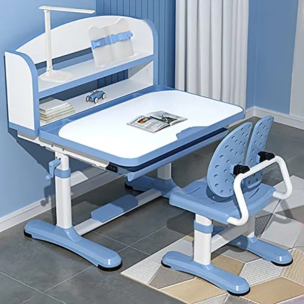 StarAndDaisy Smart Foldable Kids Study Table and Chair Set for Children And Student with LED Lamp and Book Storage Shelf -Blue | R8-3