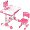 A80 Adjustable Height, Multi-Functional Kids Study Table with Book Holder, Drawer, Extra Large tiltable Desktop with an Option of LED Light (Pink (Without LED))