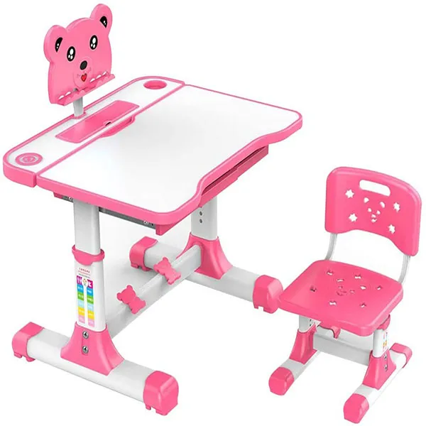 A80 Adjustable Height, Multi-Functional Kids Study Table with Book Holder, Drawer, Extra Large tiltable Desktop with an Option of LED Light (Pink (Without LED))