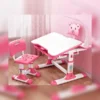 A80 Adjustable Height, Multi-Functional Kids Study Table with Book Holder, Drawer, Extra Large tiltable Desktop with an Option of LED Light (Pink with LED)