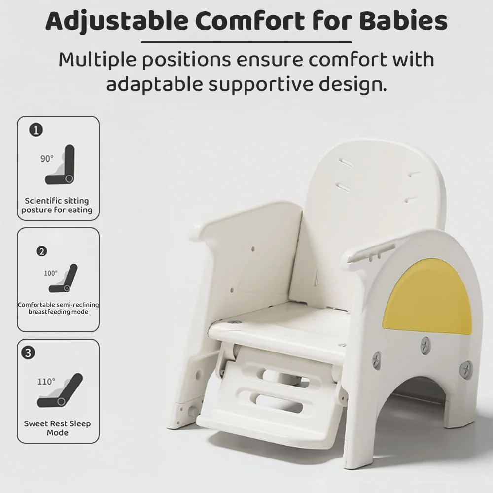 StarAndDaisy 6-in-1 Multifunctional Baby Dining Chair, High Chair, Study Table, Adjustable Tray, Safety Harness, BPA-Free Material - Yellow - Image 2