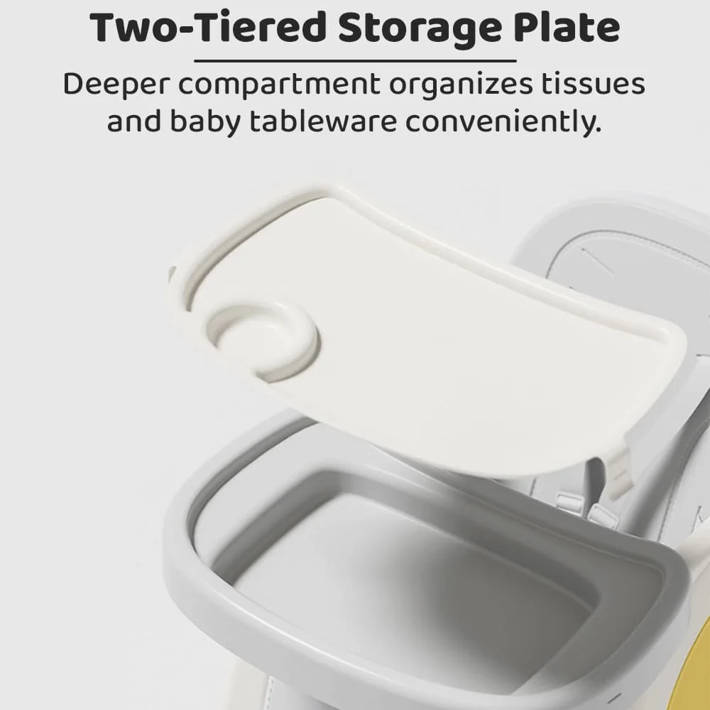 StarAndDaisy 6-in-1 Multifunctional Baby Dining Chair, High Chair, Study Table, Adjustable Tray, Safety Harness, BPA-Free Material - Yellow - Image 4