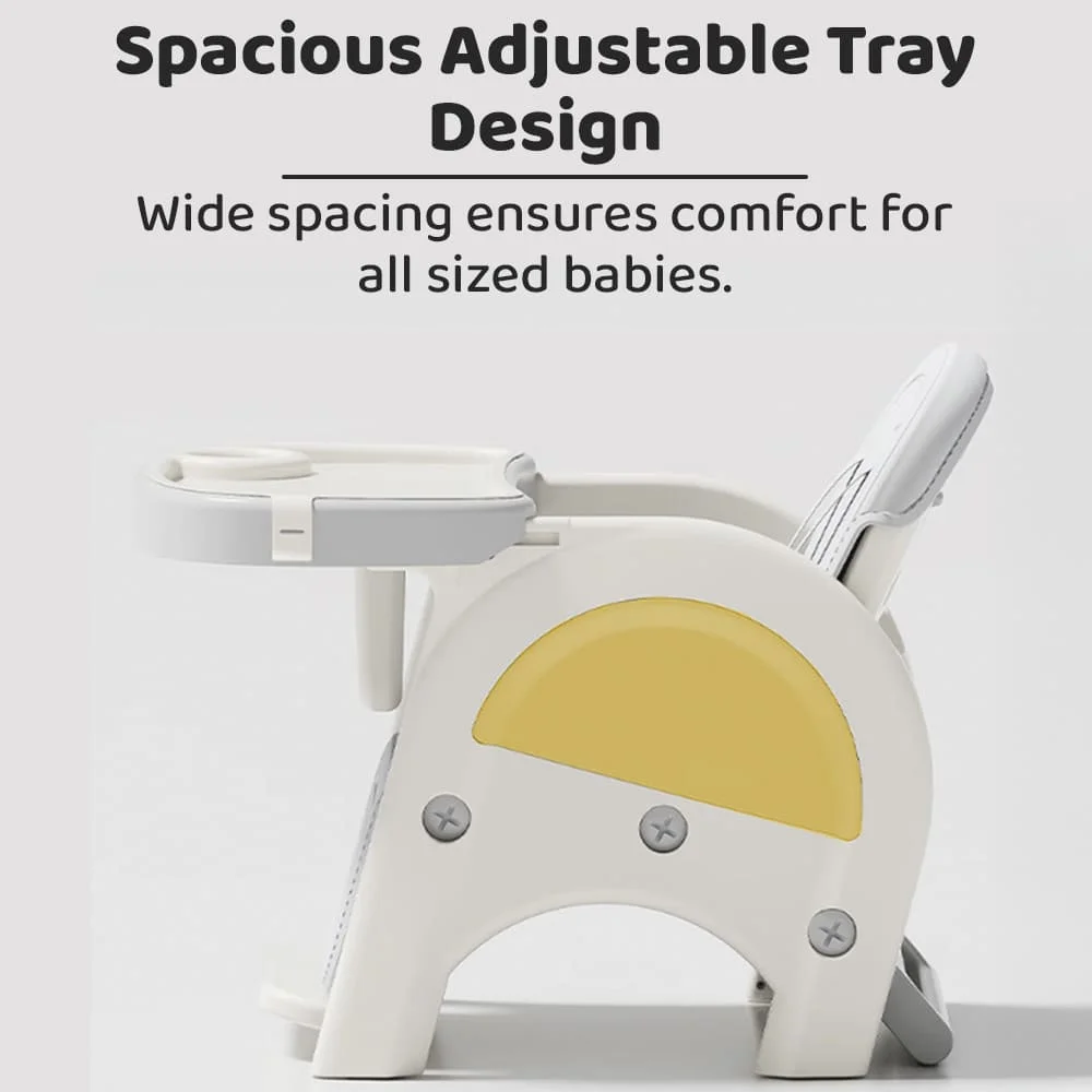 StarAndDaisy 6-in-1 Multifunctional Baby Dining Chair, High Chair, Study Table, Adjustable Tray, Safety Harness, BPA-Free Material - Yellow - Image 5