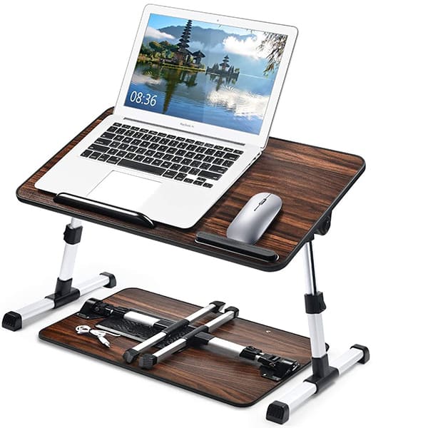 SND Homes Multipurpose Bed Table/ lapdesk Workstation for Lazy People with Height and Angle Adjustment (BurgundyWood (60 x 33 cm))