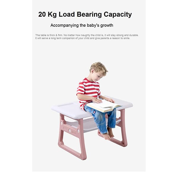 StarAndDaisy Multipurpose, Multi-Functional Plastic Kids Table & 2 Chair Set - Kindergarten Early Education Study, Toy Play Table, Eating Table or 2-10 Years Old Kids, Stable Home (Pink) - Image 2