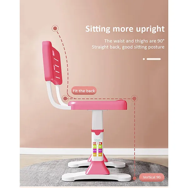 Adjustable Height, Multi-Functional Kids Study Table with Book Holder, Drawer, Extra Large tiltable Desktop with an Option of LED Light (AU80 Pink with LED Lamp) - Image 8
