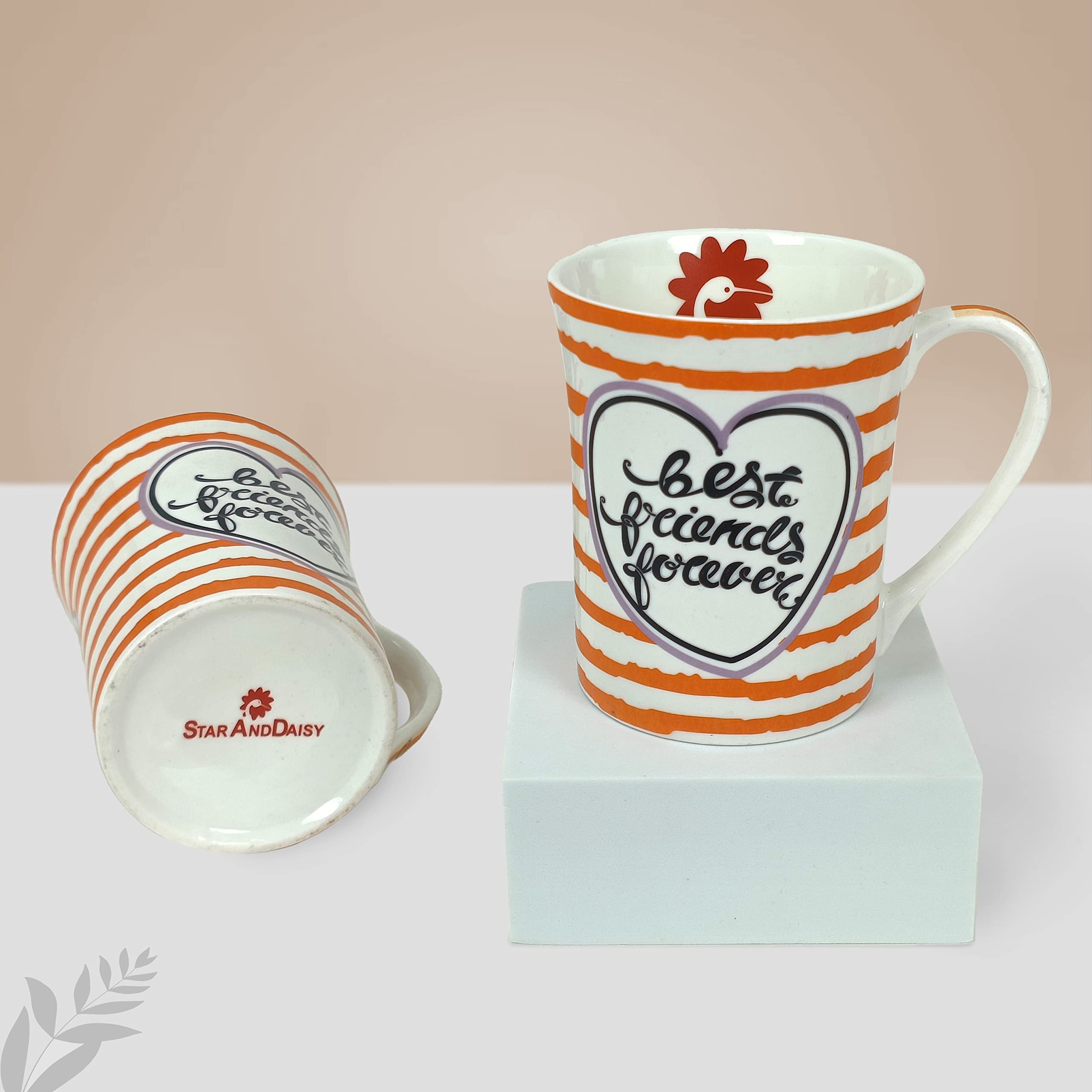 StarAndDaisy Coffee Mug Set of 2 - Dishwasher & Microwave Safe - Ceramic Bone China Cup to Gift to Best Friend - Ceramic Tea Coffee Milk Cups - Image 3