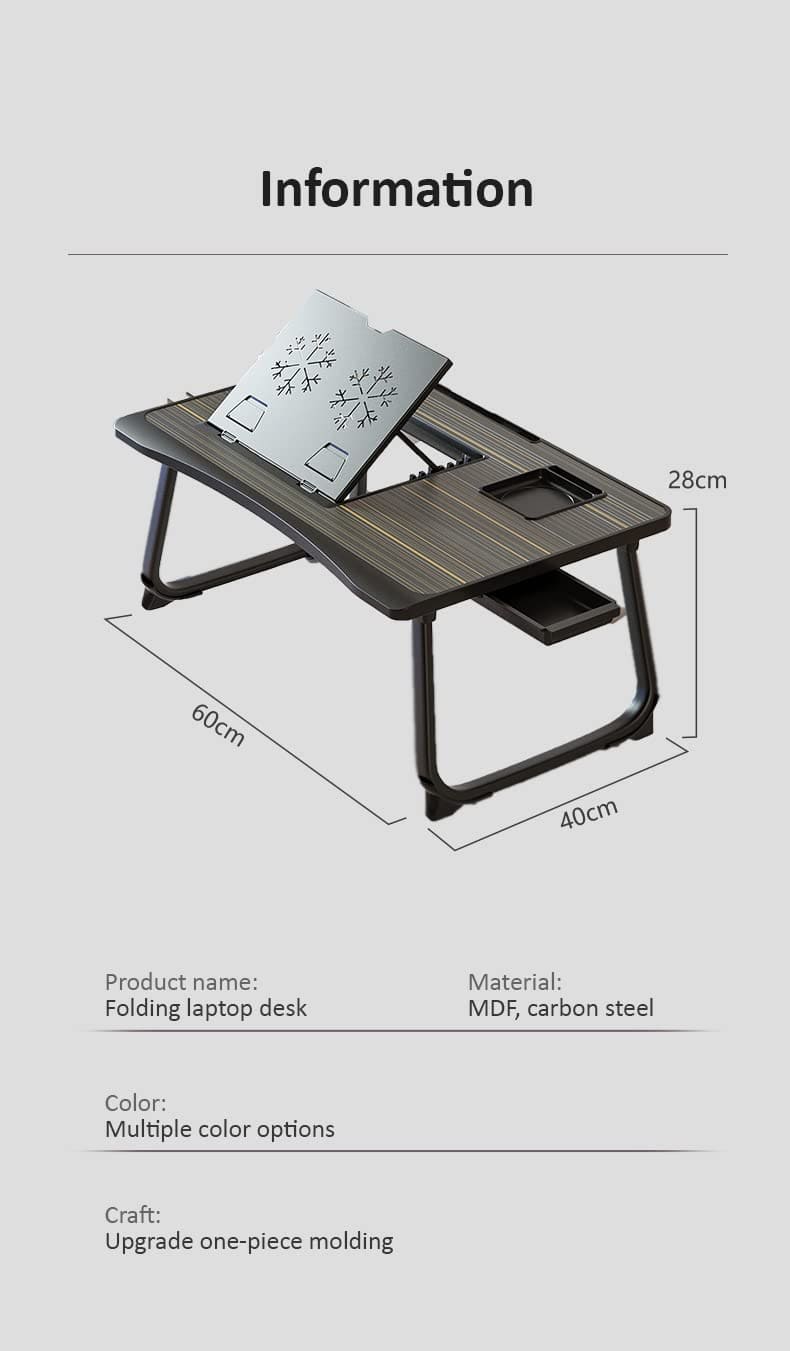 SND Homes Bed Buddy Laptop Desk - Portable Bed Tray Table with Drawer and Laptop Stand - Bed Buddy Black - Image 11