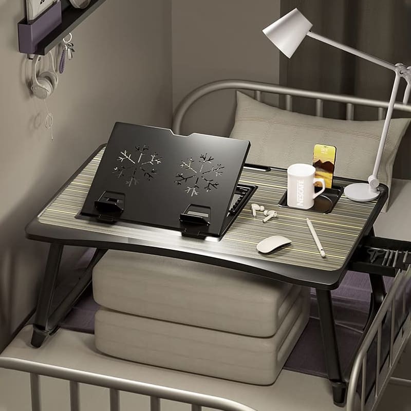 SND Homes Bed Buddy Laptop Desk - Portable Bed Tray Table with Drawer and Laptop Stand - Bed Buddy Black