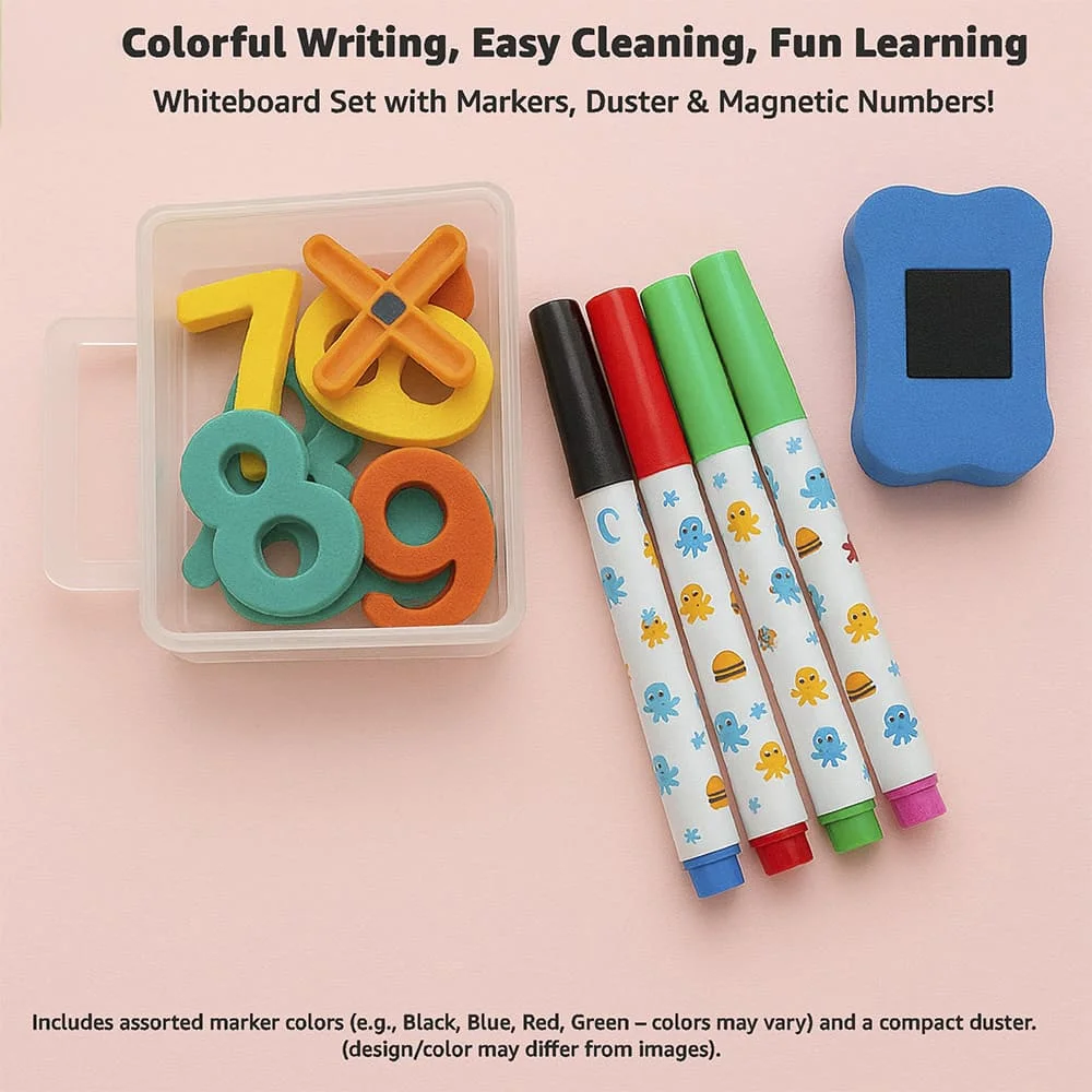 StarAndDaisy Ice-Cream Easel Set, Kids Magnetic Whiteboard Easel with Chair, Height Adjustable Drawing Board with Markers, Duster & Magnetic Numbers - Image 12