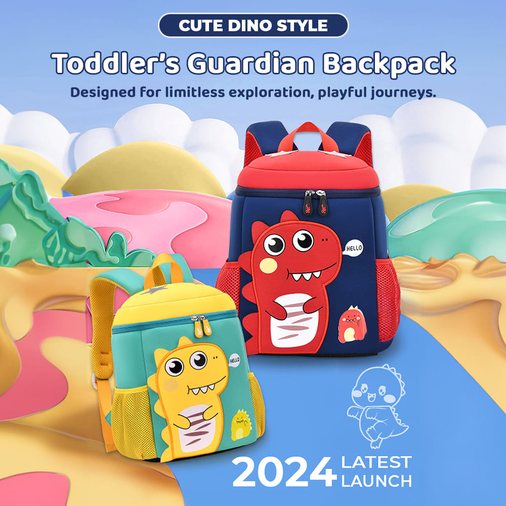 StarAndDaisy Dino Fancy School Bag Kids, Waterproof and Lightweight Primary School Bag - Red & Blue - Image 2
