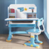 StarAndDaisy Kids Study Table with Chair, Height Adjustable, and Book Holder Aged 3-12 Years - S02 Blue