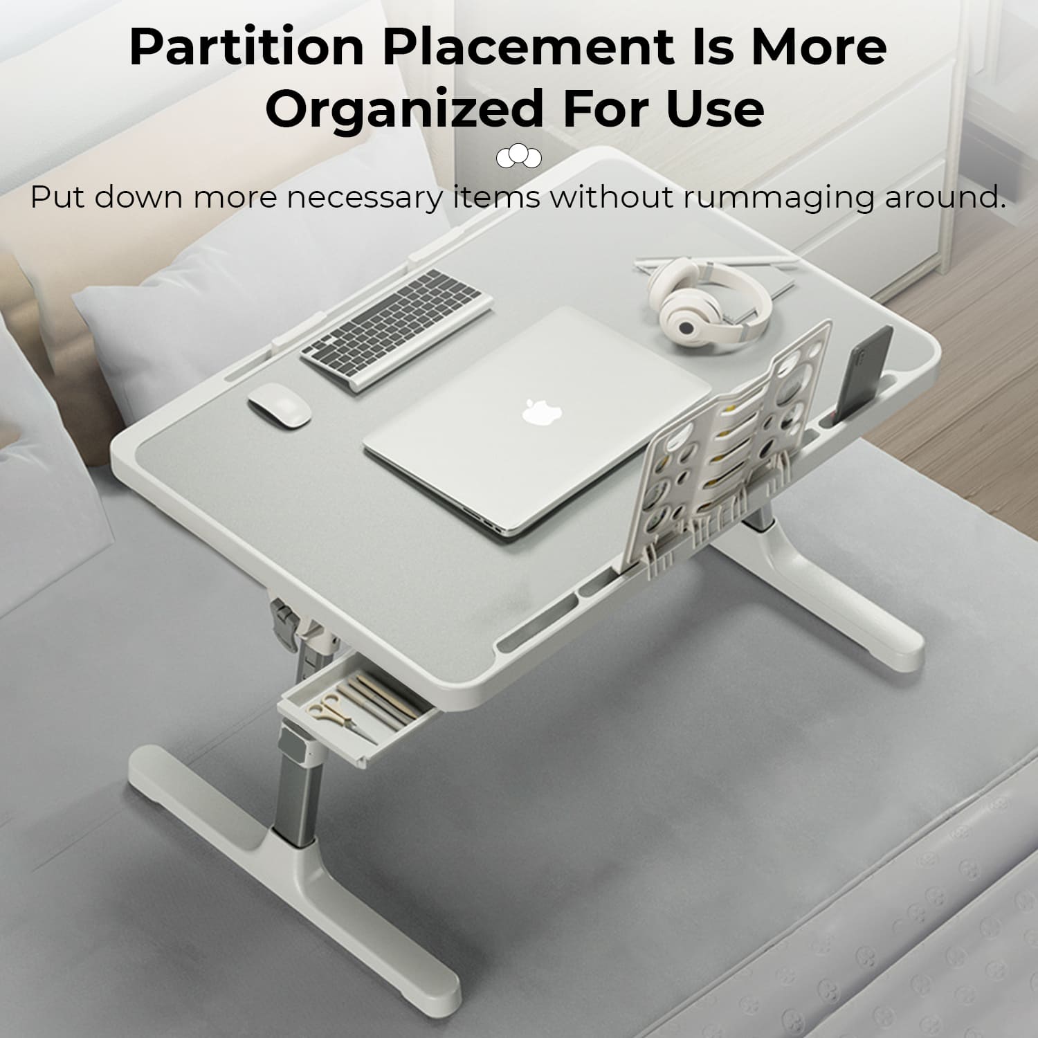 StarAndDaisy Portable Laptop Table, Foldable Bed Table with 7 Levels of Height Adjustable - Grey - Image 3