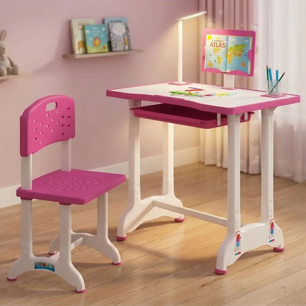StarAndDaisy Multifunctional Study Table for Kids, Height Adjustable, Storage Cabinet, and Book Holder Aged 3-10 years - E60 Pink - Image 2