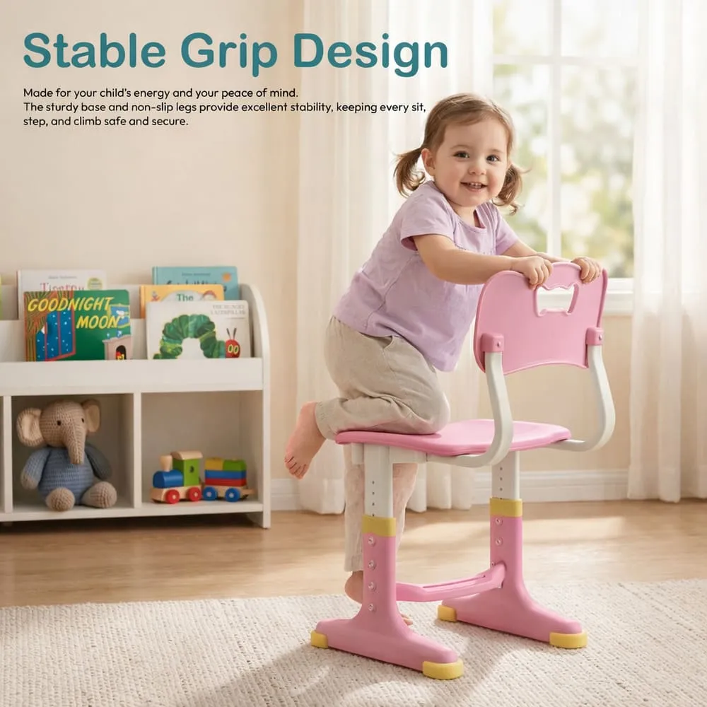StarAndDaisy Kids Study Table with Chair Set For Children with Height Adjustable & Book Holder For 2 to 12 years - S01 Pink - Image 6