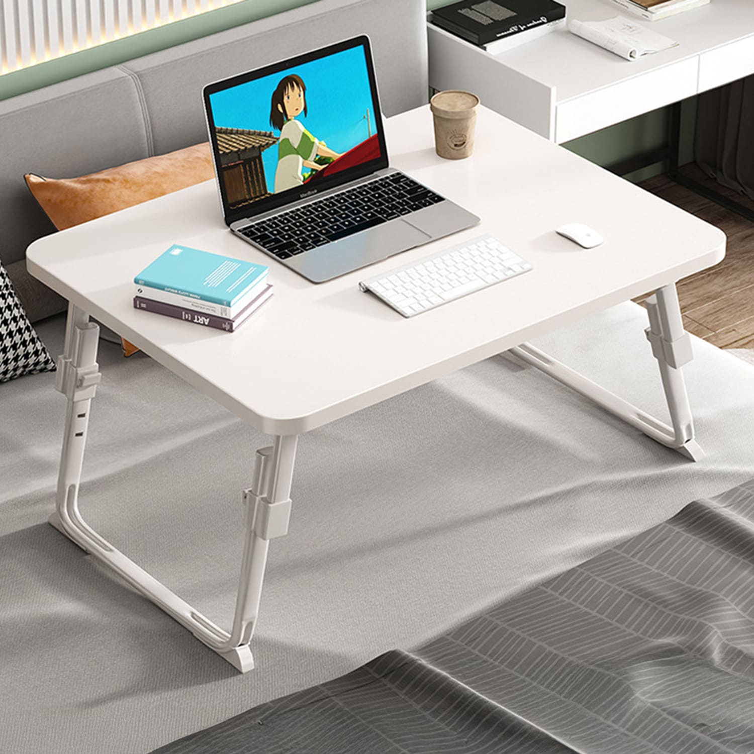 StarAndDaisy Liftable Laptop Table with Adjustable Height, Foldable Study Table for Kids - White