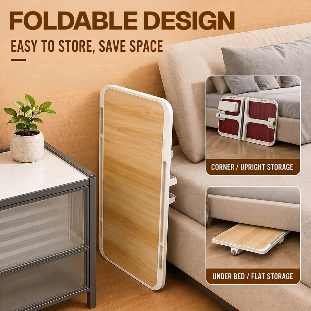 StarAndDaisy T9 Laptop Bed Table with Foldable Legs, Storage Drawer, Book Holder & Adjustable Angles for Bed – Light Brown - Image 9