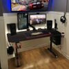 StarAndDaisy Gaming Desk Table and Home Office Computer Desk with Full Desk Mouse Pad - Black